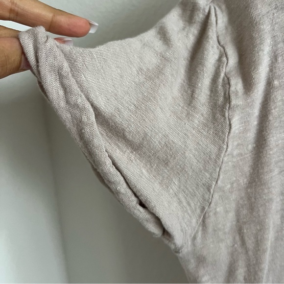 Joe's 100% Linen Cream Tan Classic Tee T-Shirt Heather Cloud Medium - Picture 4 of 6